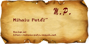 Mihaiu Pető névjegykártya